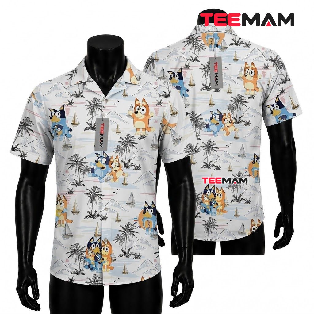 Bluey Hawaiian Shirt Sandcastle Beach Cream Print