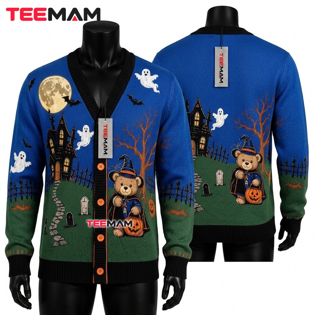 Boo Halloween Cardigan Teddy Bear Ghost 1
