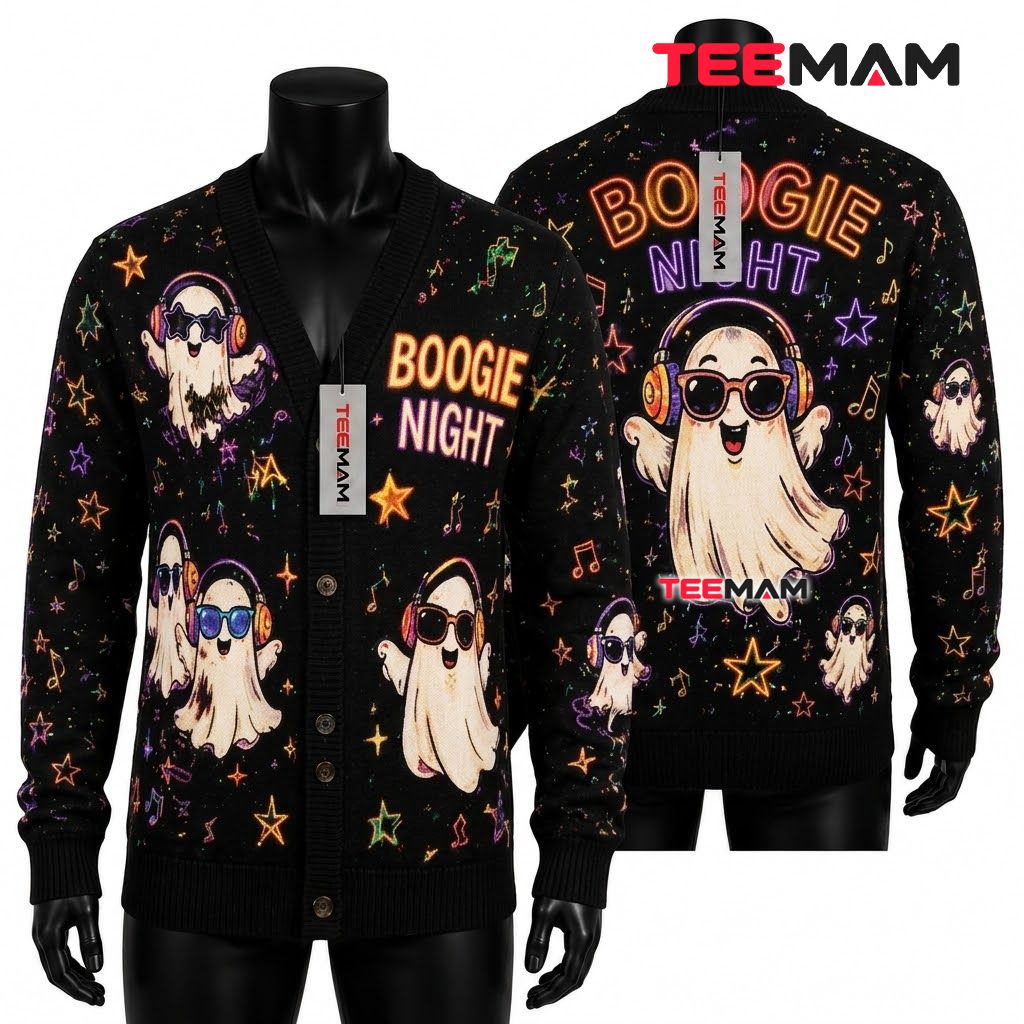 Boogie Night Halloween Cardigan Ghost Disco 1