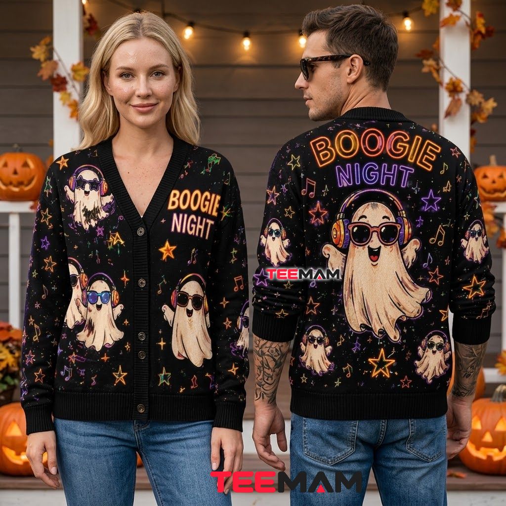 Boogie Night Halloween Cardigan Ghost Disco 2 Boogie Night Halloween Cardigan Ghost Disco 2