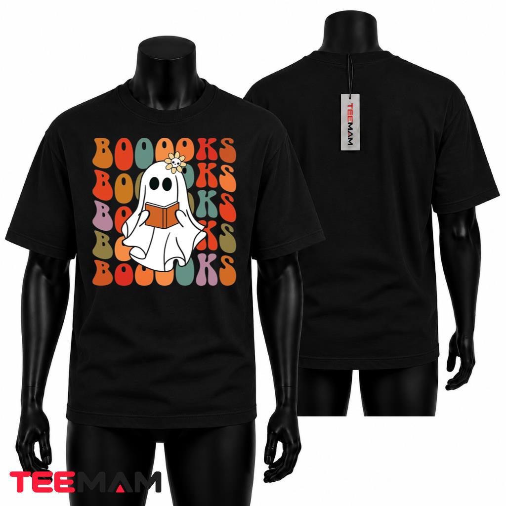 Boooks Halloween Ghost T-Shirt Retro Reading Bookworm