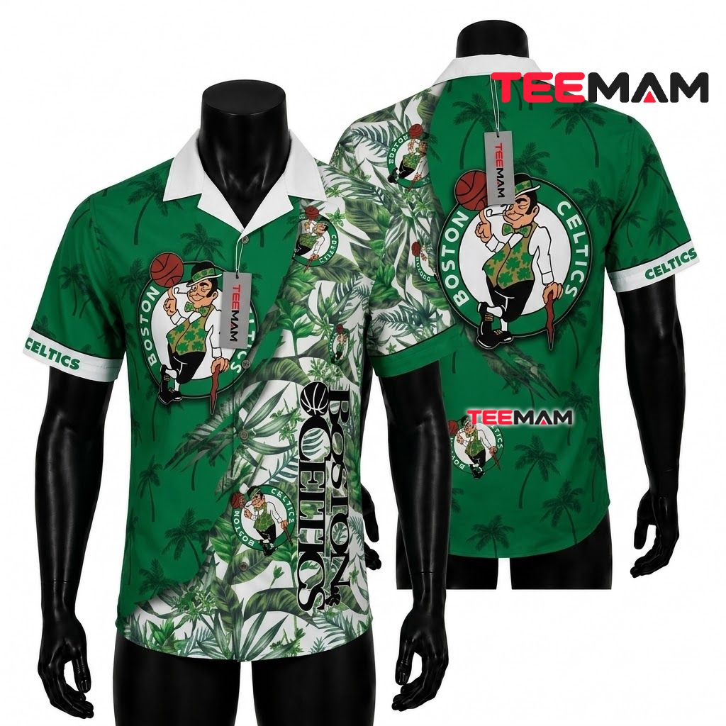 Boston Celtics Aloha Shirt Island Scenery