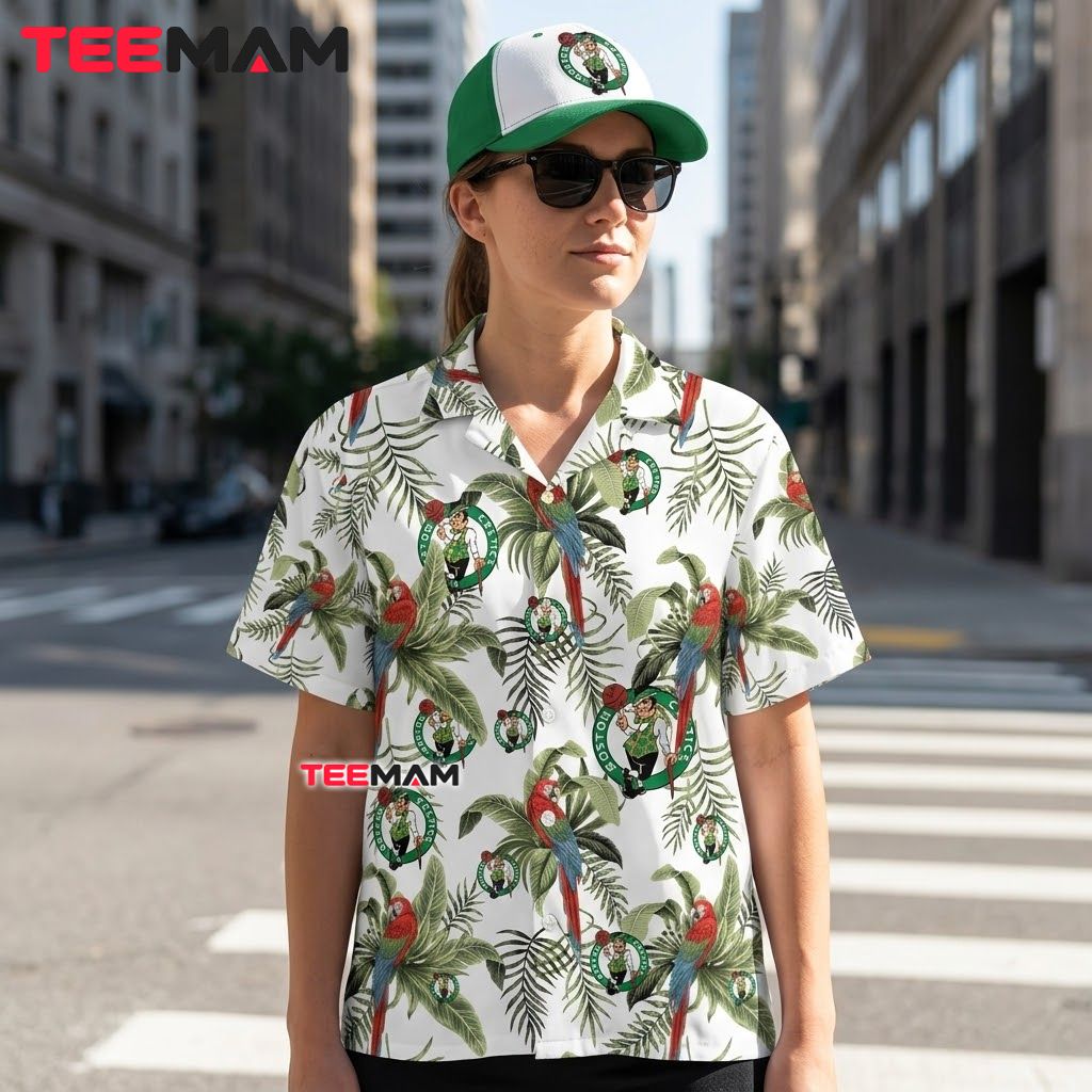 Boston Celtics Aloha Shirt Parrot Champions Back Boston Celtics Aloha Shirt Parrot Champions Back