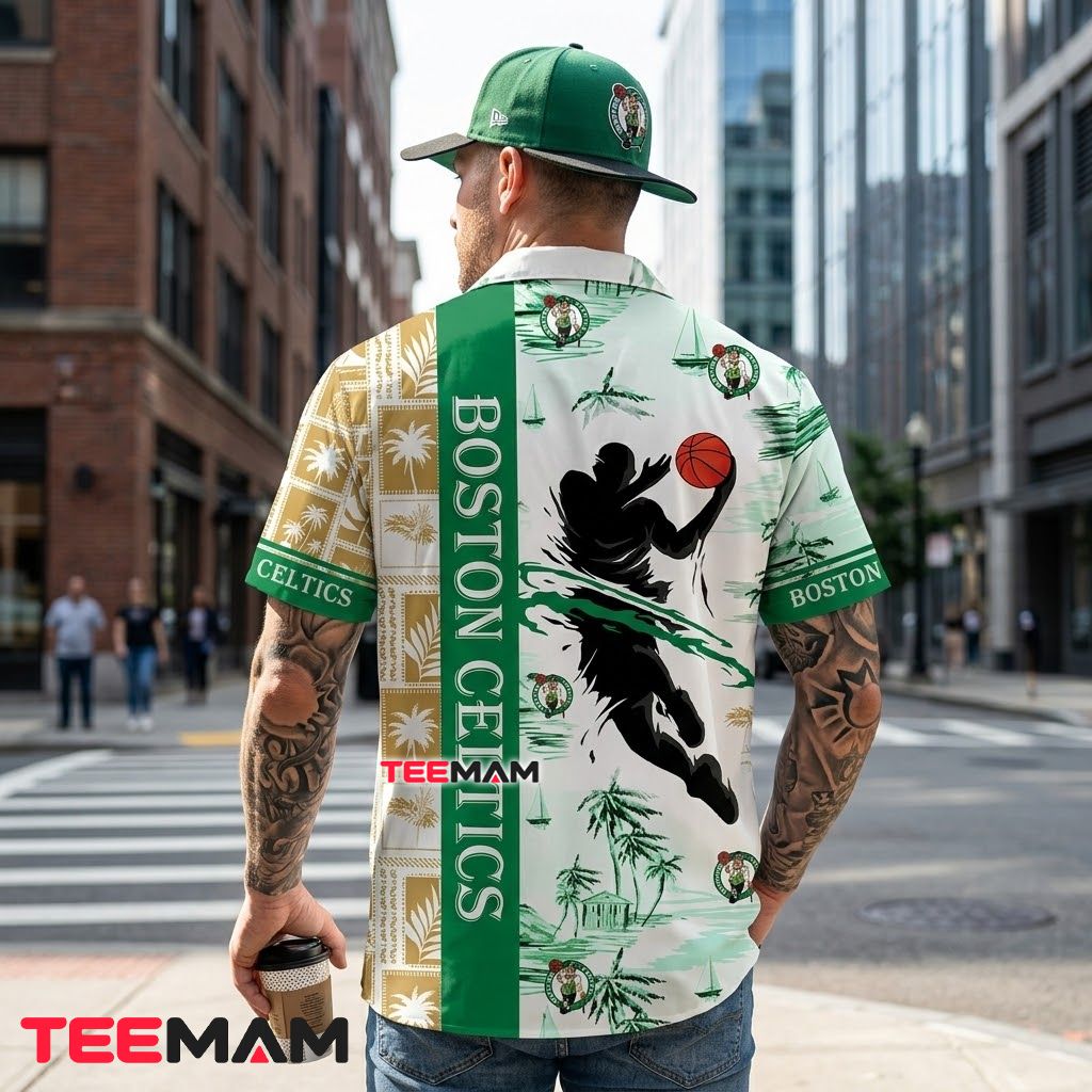 Boston Celtics Hawaiian Shirt Player Silhouette Version 3 Boston Celtics Hawaiian Shirt Player Silhouette Version 3