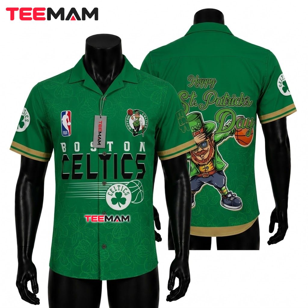 Boston Celtics Hawaiian Shirt St Patricks Day Green Front