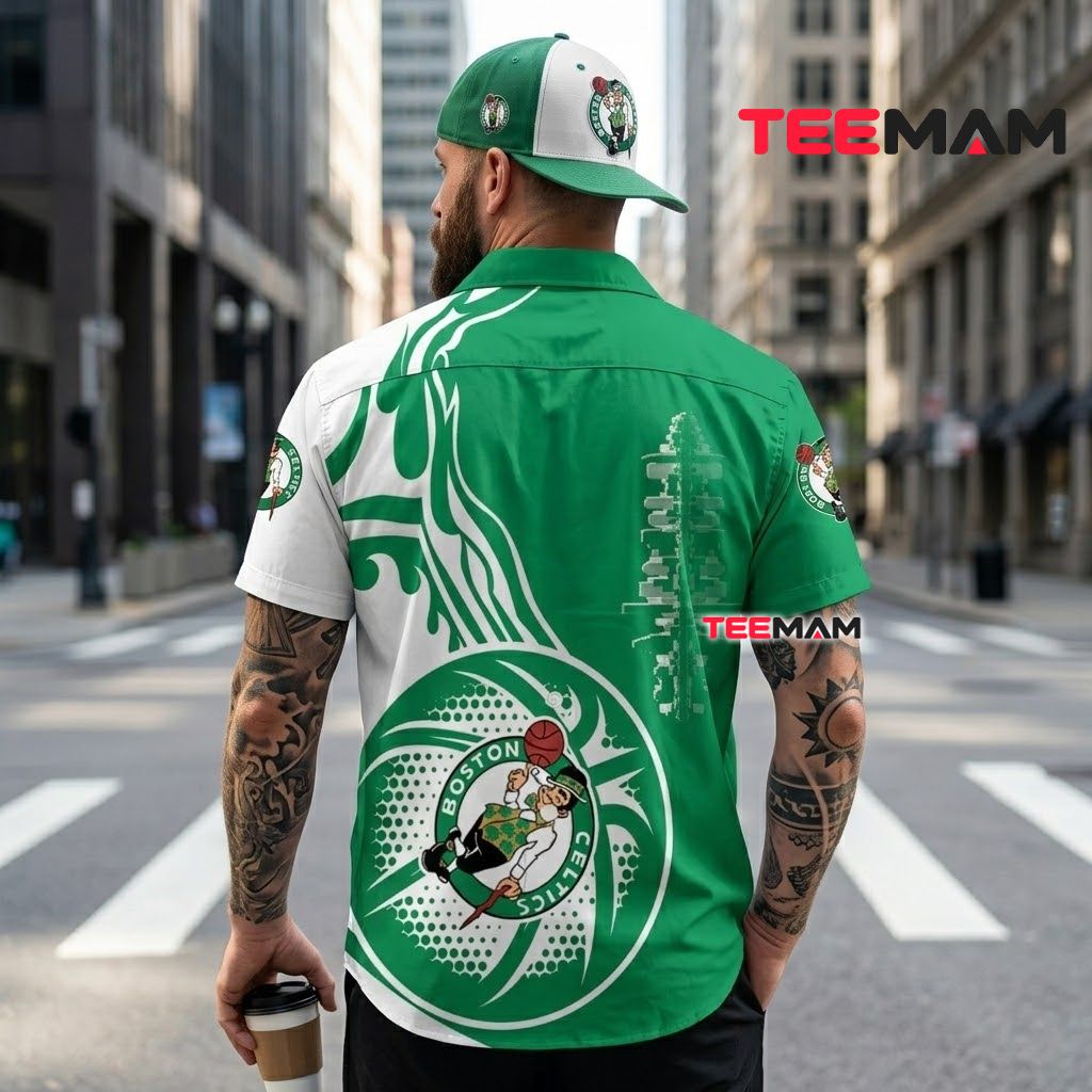 Boston Celtics Hawaiian Shirt Tribal Flame Version 3 Boston Celtics Hawaiian Shirt Tribal Flame Version 3