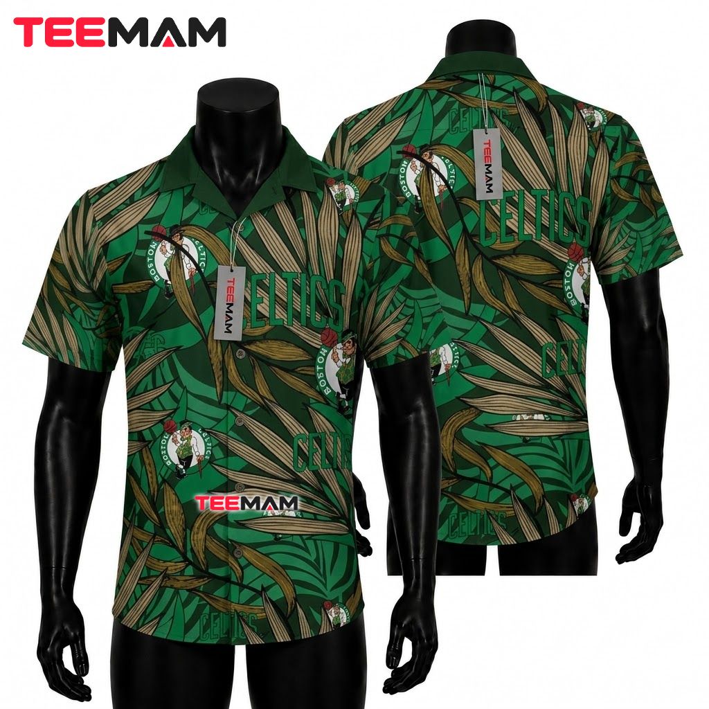 Boston Celtics Tropical Shirt Bamboo Leaf Front