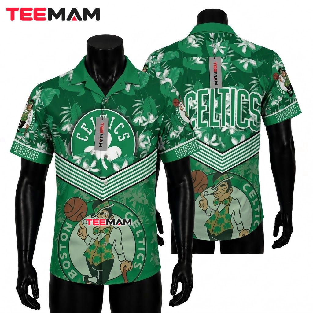 Boston Celtics Tropical Shirt Tropical Floral Front