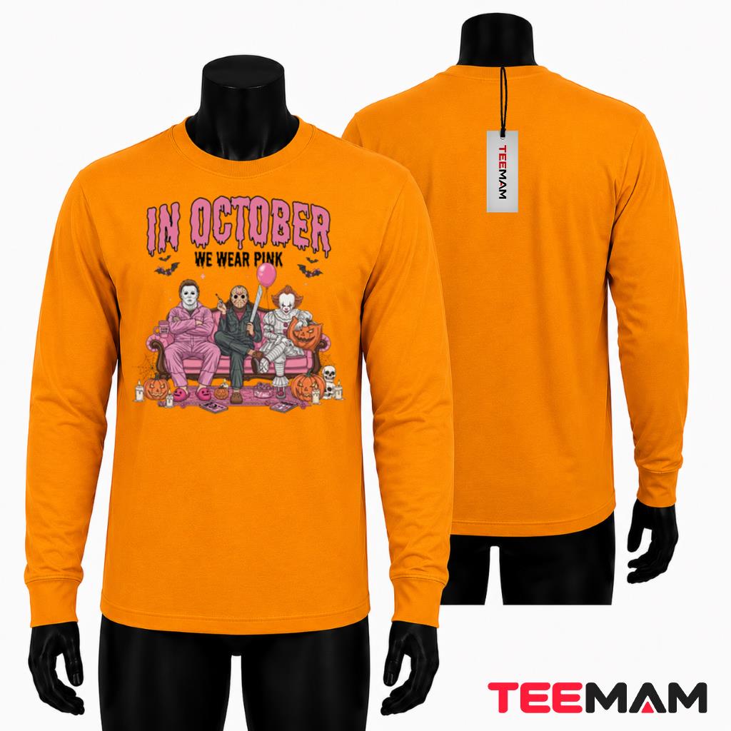 Breast Cancer Awareness Long Sleeve Horror Icons Pink Breast Cancer Awareness Long Sleeve Horror Icons Pink