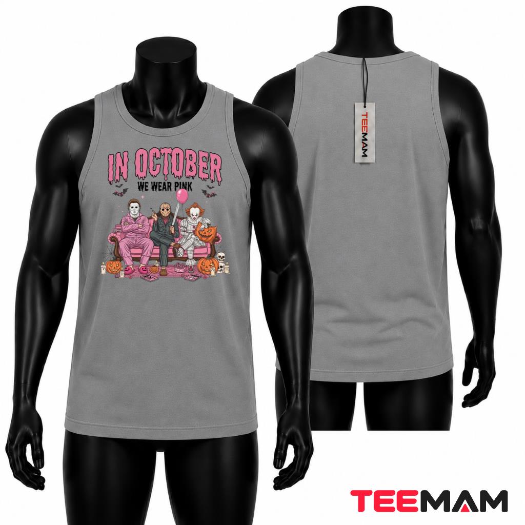 Breast Cancer Awareness Tank Top Horror Icons Pink Breast Cancer Awareness Tank Top Horror Icons Pink