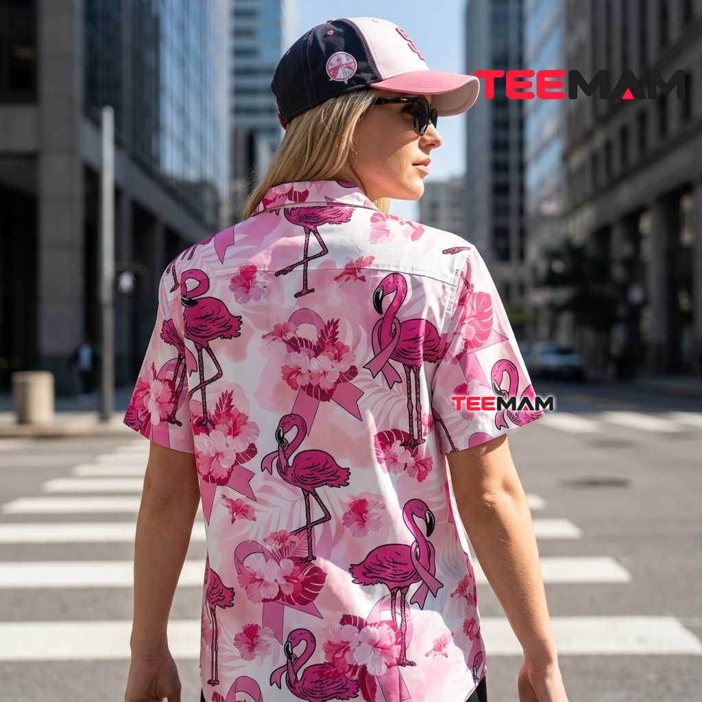 Breast Cancer Awareness Pink Ribbon Flamingo Hawaiian Shirt Tropical Floral Version 3 Breast Cancer Awareness Pink Ribbon Flamingo Hawaiian Shirt Tropical Floral Version 3