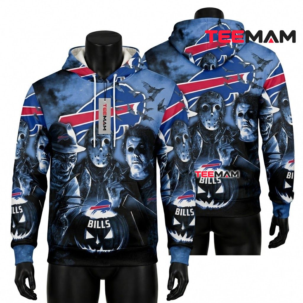Buffalo Bills 3D Hoodie Freddy Jason Michael Myers Print Front