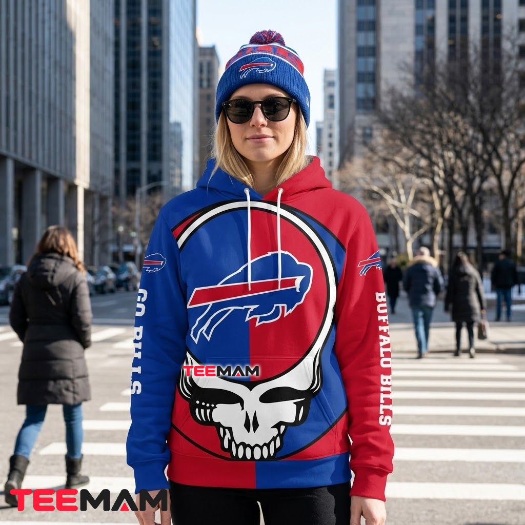 Buffalo Bills 3D Hoodie Grateful Dead Skull Split Print Back Buffalo Bills 3D Hoodie Grateful Dead Skull Split Print Back