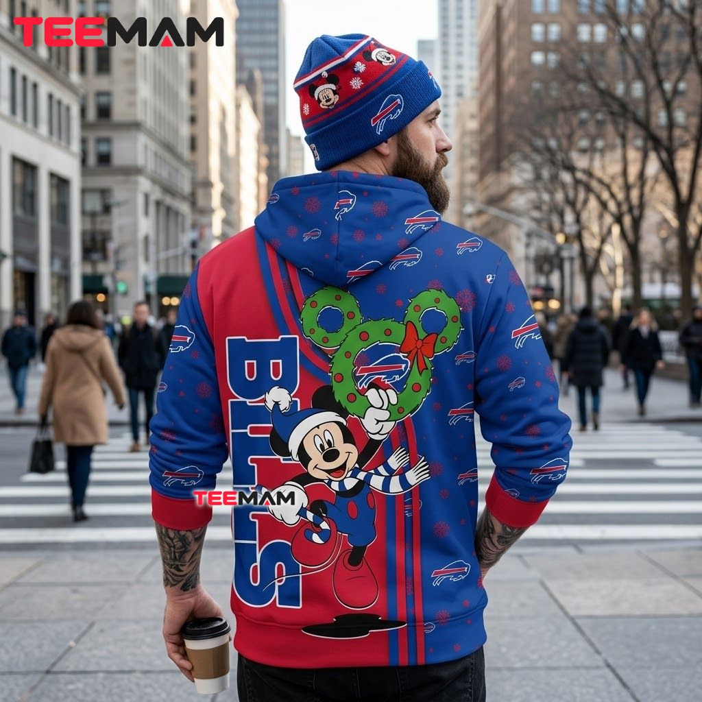 Buffalo Bills 3D Hoodie Mickey Mouse Christmas Wreath Print Version 3 Buffalo Bills 3D Hoodie Mickey Mouse Christmas Wreath Print Version 3