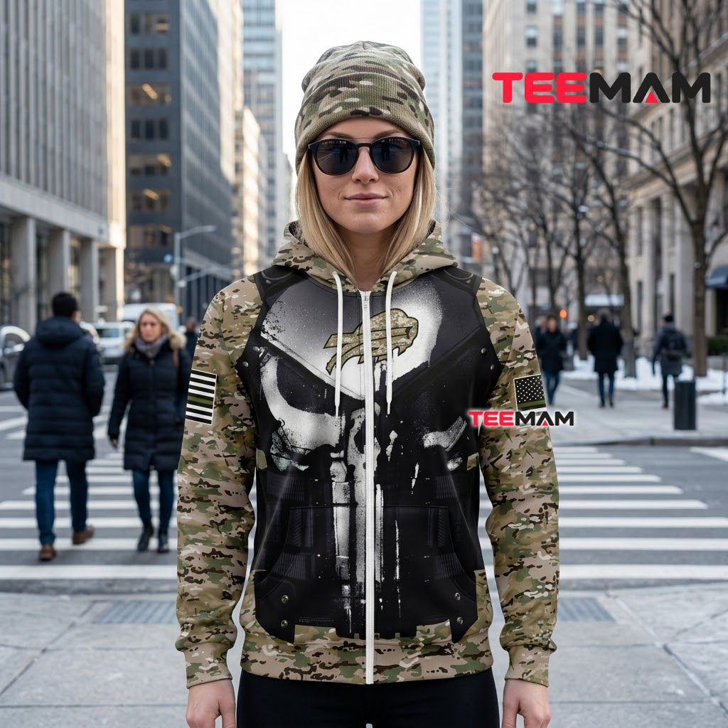 Buffalo Bills 3D Hoodie Punisher Armor Desert Camouflage Back Buffalo Bills 3D Hoodie Punisher Armor Desert Camouflage Back