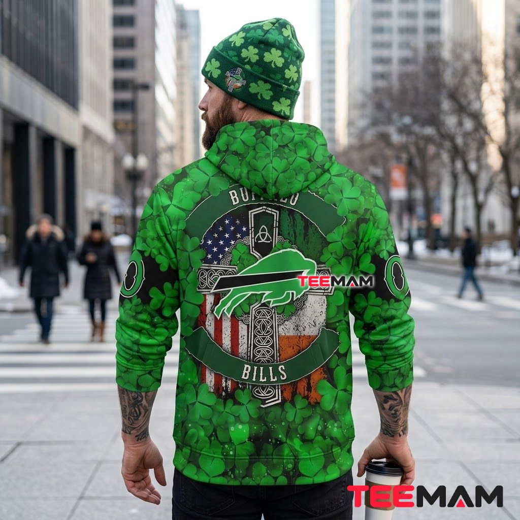 Buffalo Bills 3D Hoodie St Patricks Day Shamrock Cross Version 3 Buffalo Bills 3D Hoodie St Patricks Day Shamrock Cross Version 3