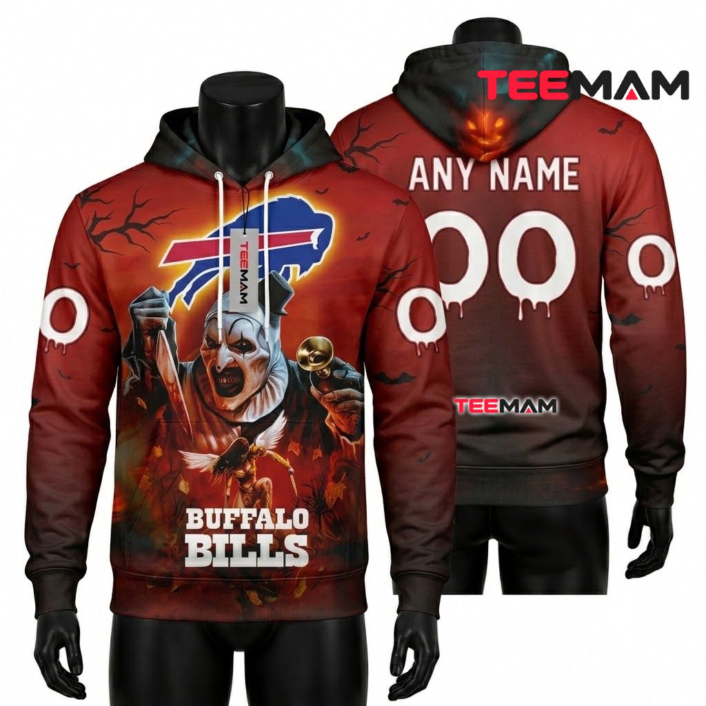 Buffalo Bills 3D Hoodie Terrifier Clown Halloween Print Front