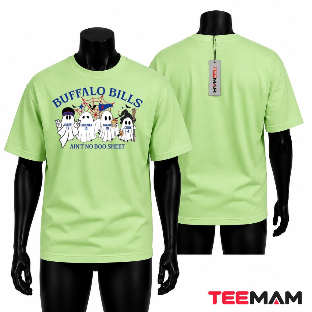 Buffalo Bills Halloween T-Shirt Ghost Players No Boo Sheet