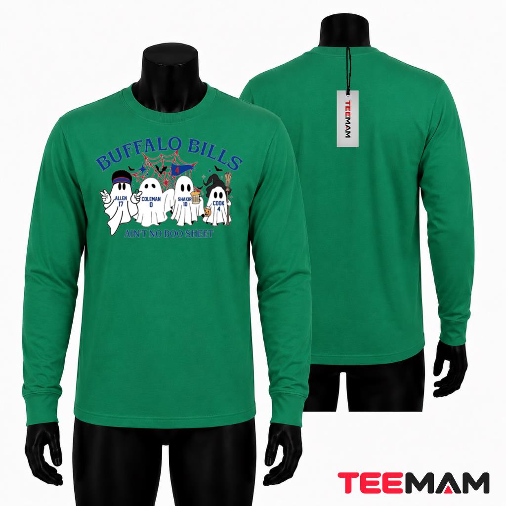 Buffalo Bills Halloween Long Sleeve Ghost Players No Boo Sheet Buffalo Bills Halloween Long Sleeve Ghost Players No Boo Sheet