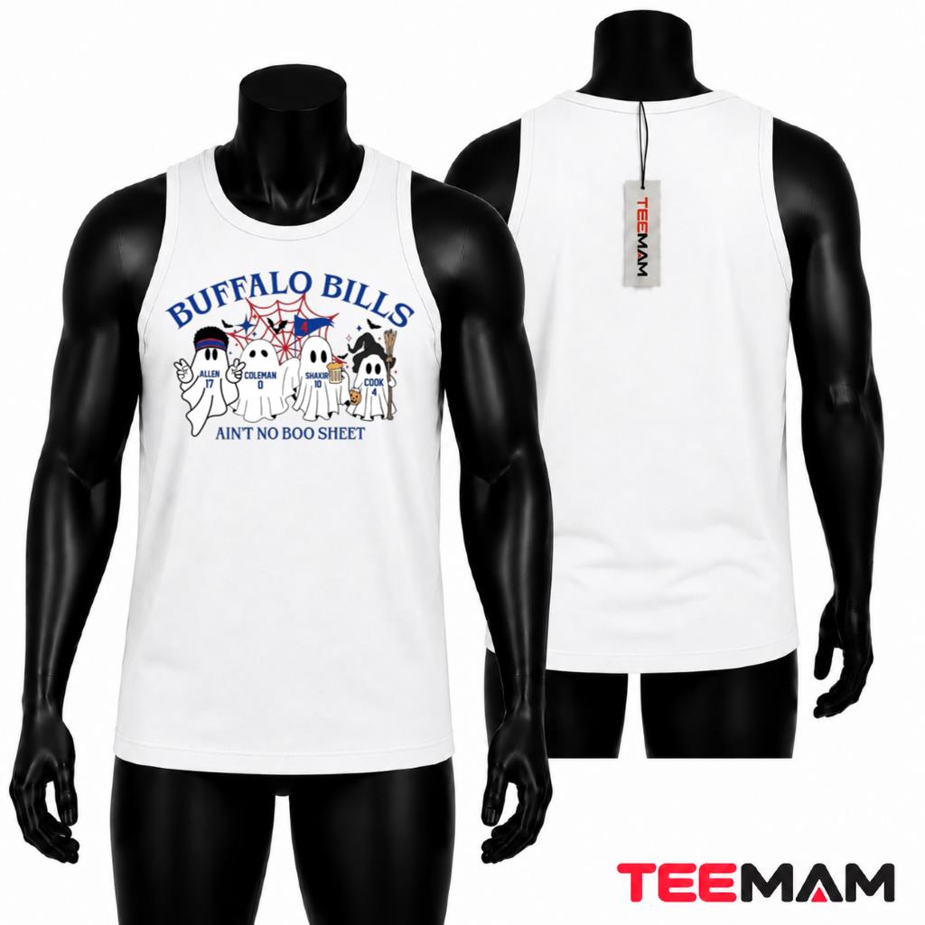 Buffalo Bills Halloween Tank Top Ghost Players No Boo Sheet Buffalo Bills Halloween Tank Top Ghost Players No Boo Sheet