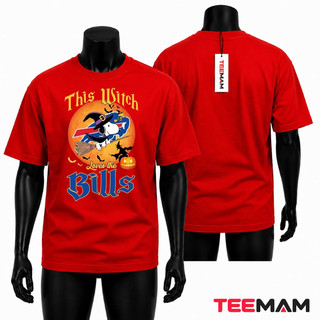 Buffalo Bills Halloween T-Shirt Witch Snoopy Broom