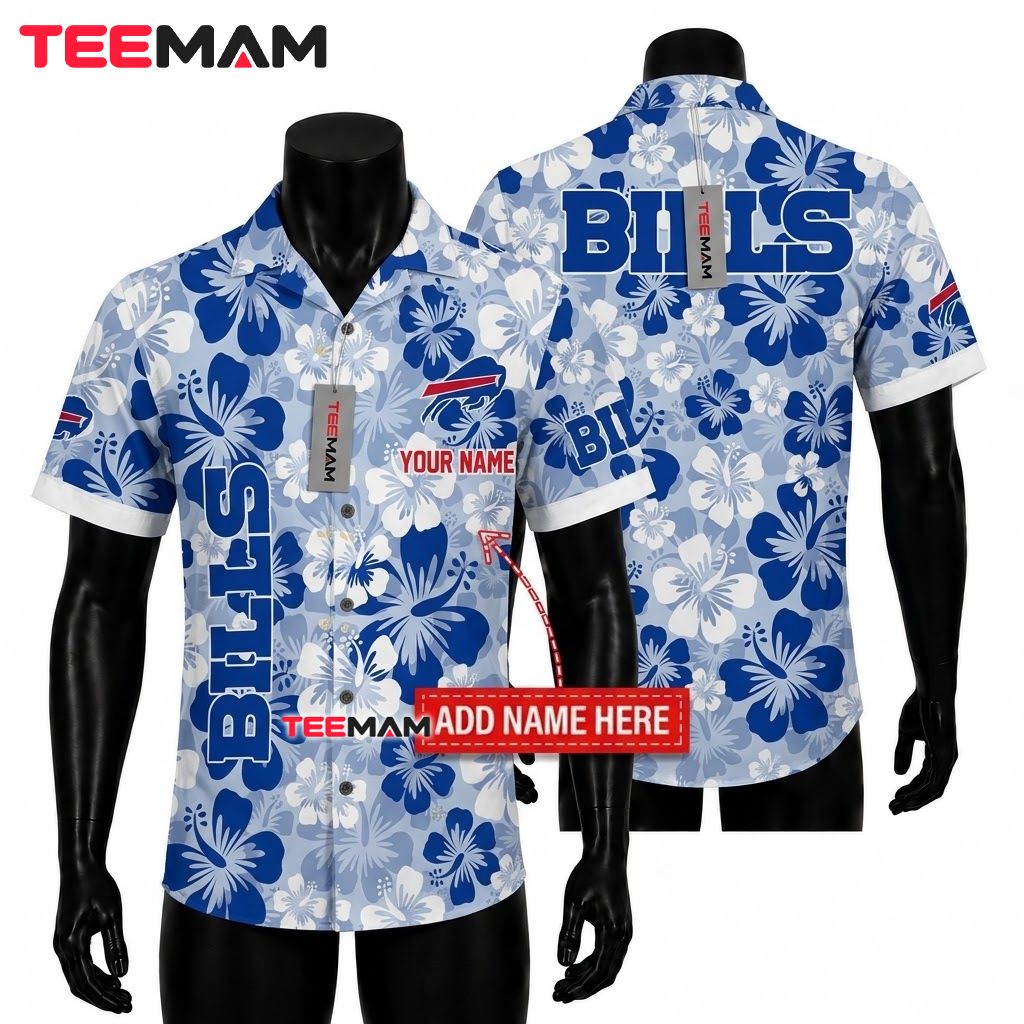 Buffalo Bills Hawaiian Shirt Blue White Beach Front