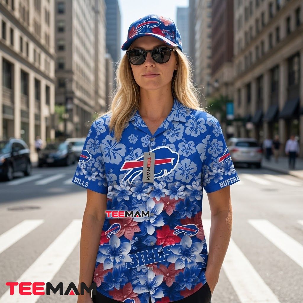 Buffalo Bills Hawaiian Shirt Gradient Floral Back Buffalo Bills Hawaiian Shirt Gradient Floral Back