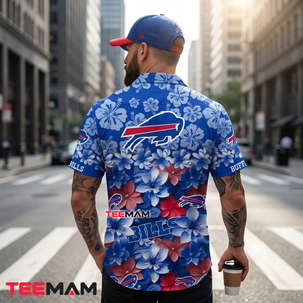Buffalo Bills Hawaiian Shirt Gradient Floral Version 3 Buffalo Bills Hawaiian Shirt Gradient Floral Version 3