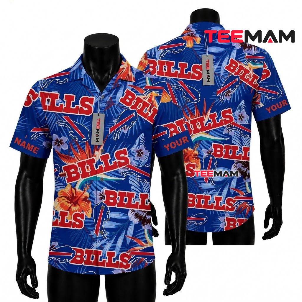 Buffalo Bills Hawaiian Shirt Hibiscus Floral Front