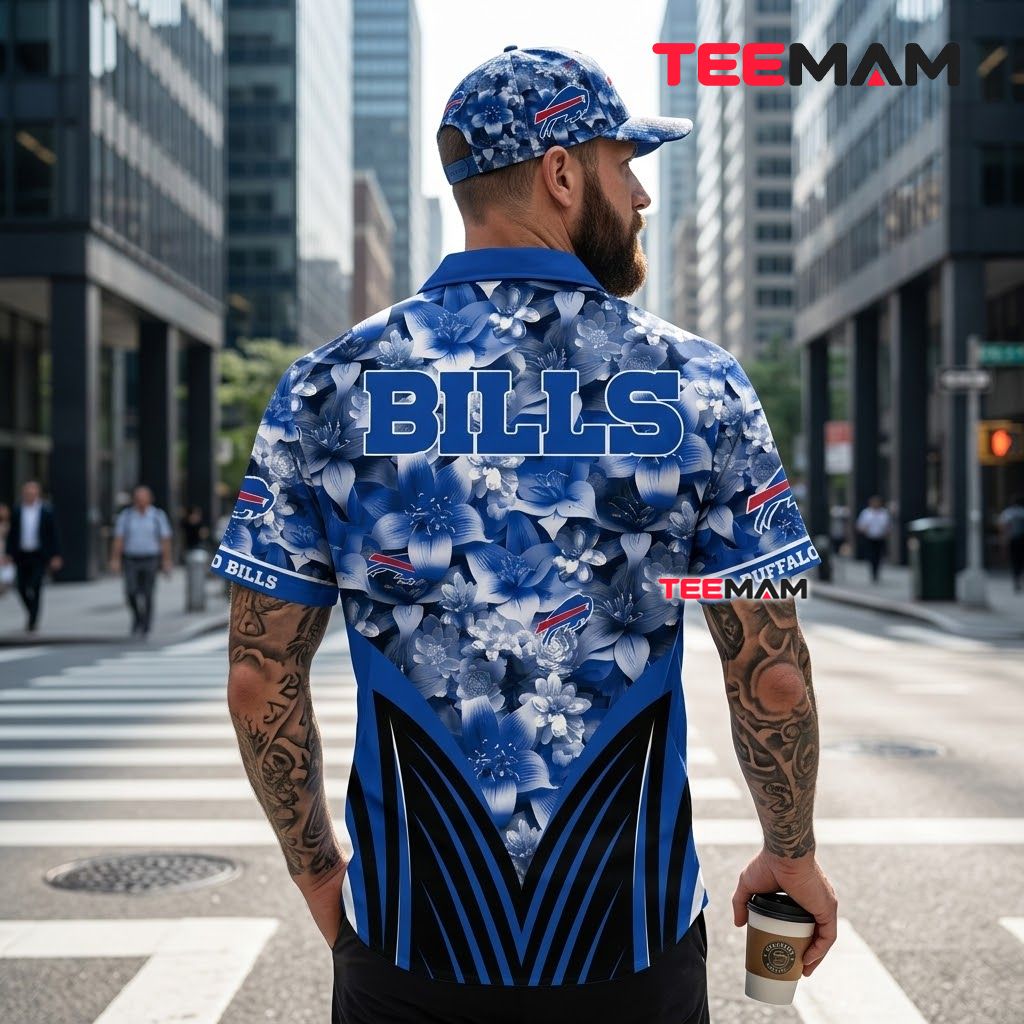 Buffalo Bills Hawaiian Shirt Monochrome Floral Version 3 Buffalo Bills Hawaiian Shirt Monochrome Floral Version 3