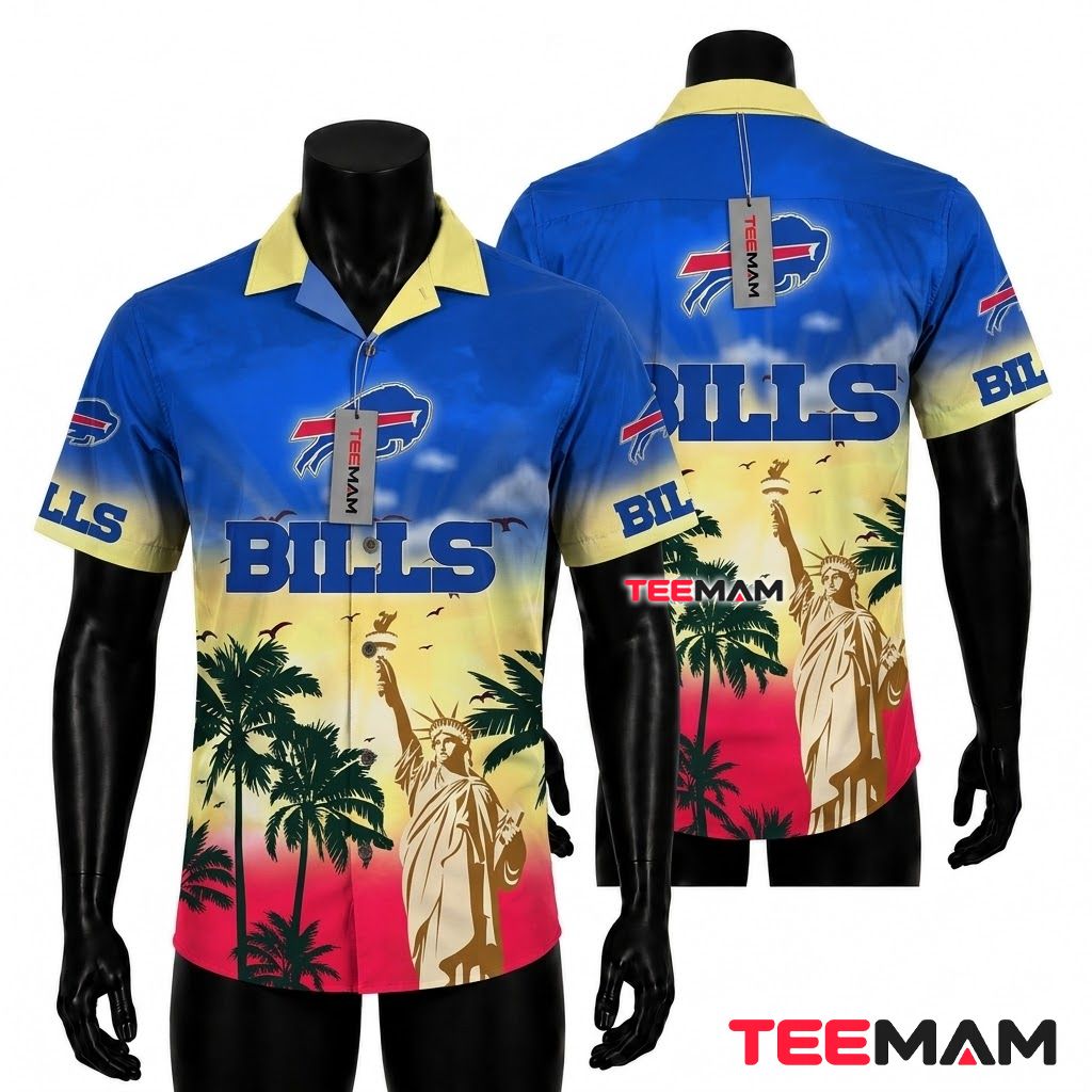 Buffalo Bills Hawaiian Shirt Statue Liberty Front