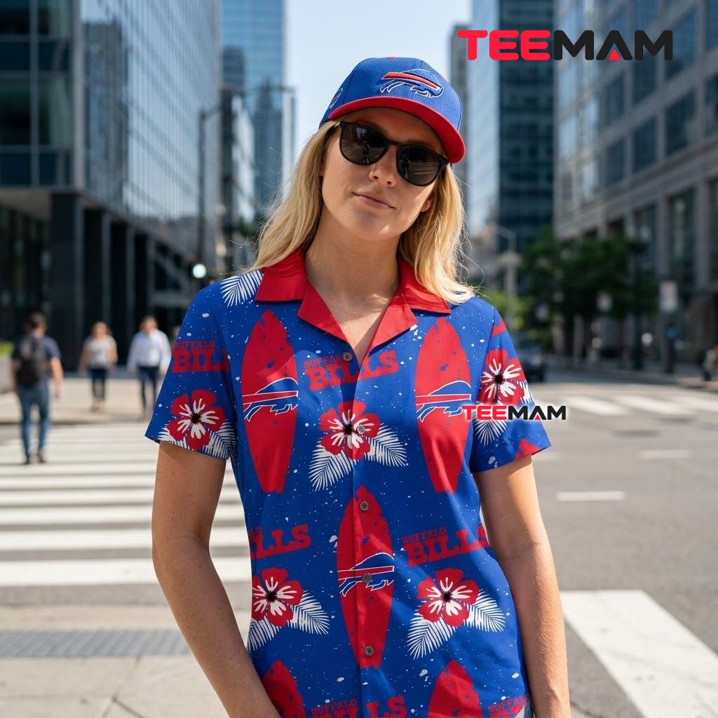 Buffalo Bills Hawaiian Shirt Surfboard Floral Back Buffalo Bills Hawaiian Shirt Surfboard Floral Back