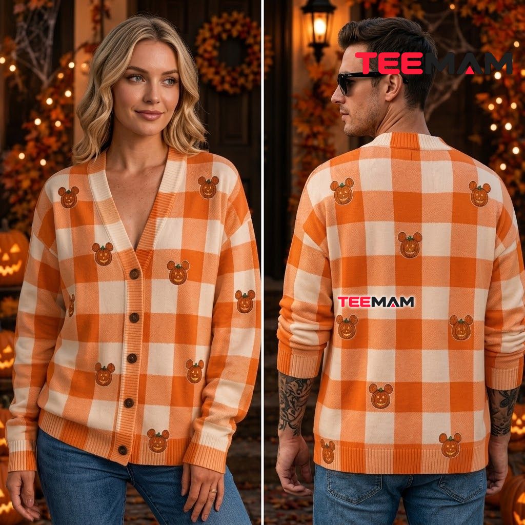 Buffalo Disney Halloween Cardigan Mickey Pumpkin Plaid 2 Buffalo Disney Halloween Cardigan Mickey Pumpkin Plaid 2