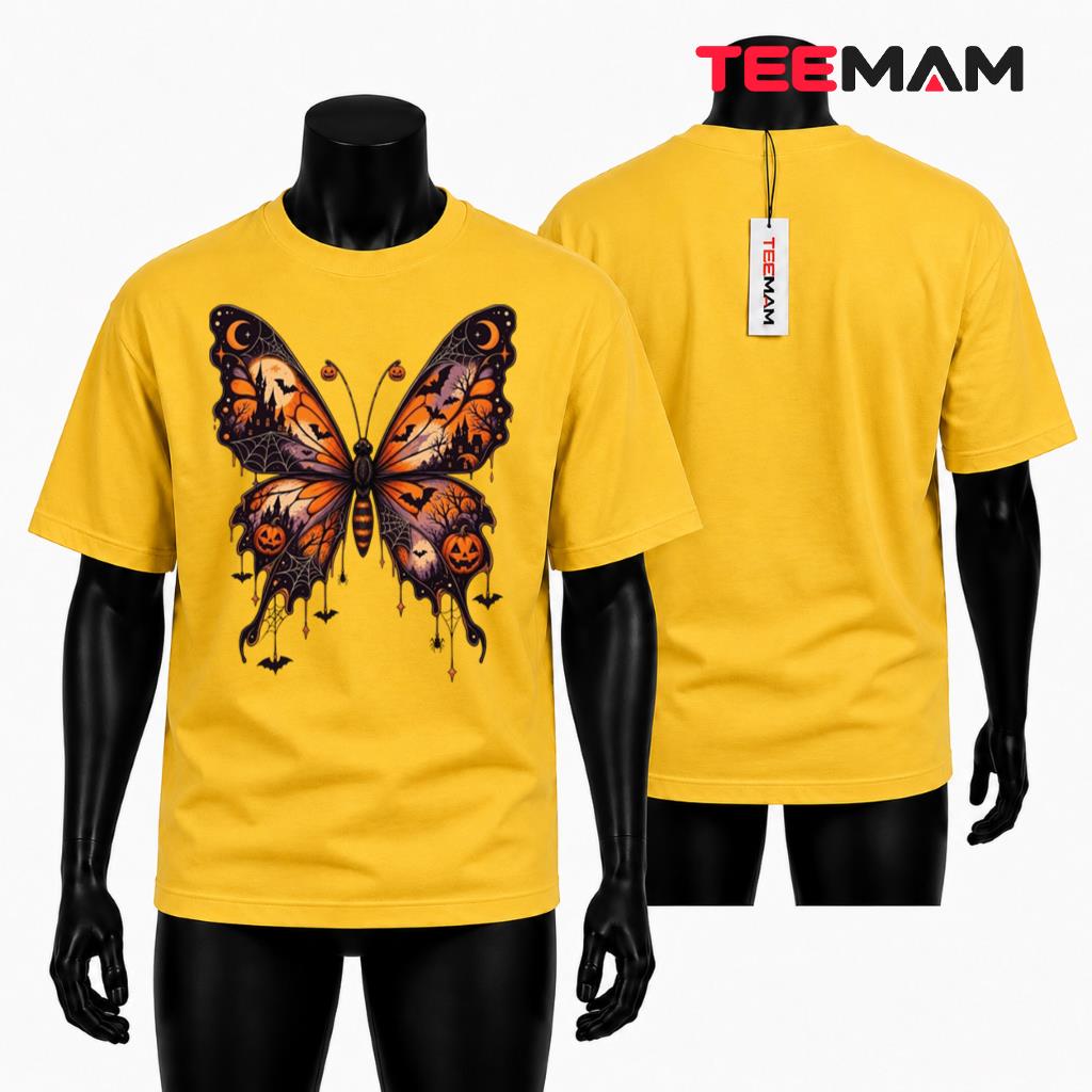 Butterfly Halloween T-Shirt Pumpkin Moon Gothic Spooky Gift
