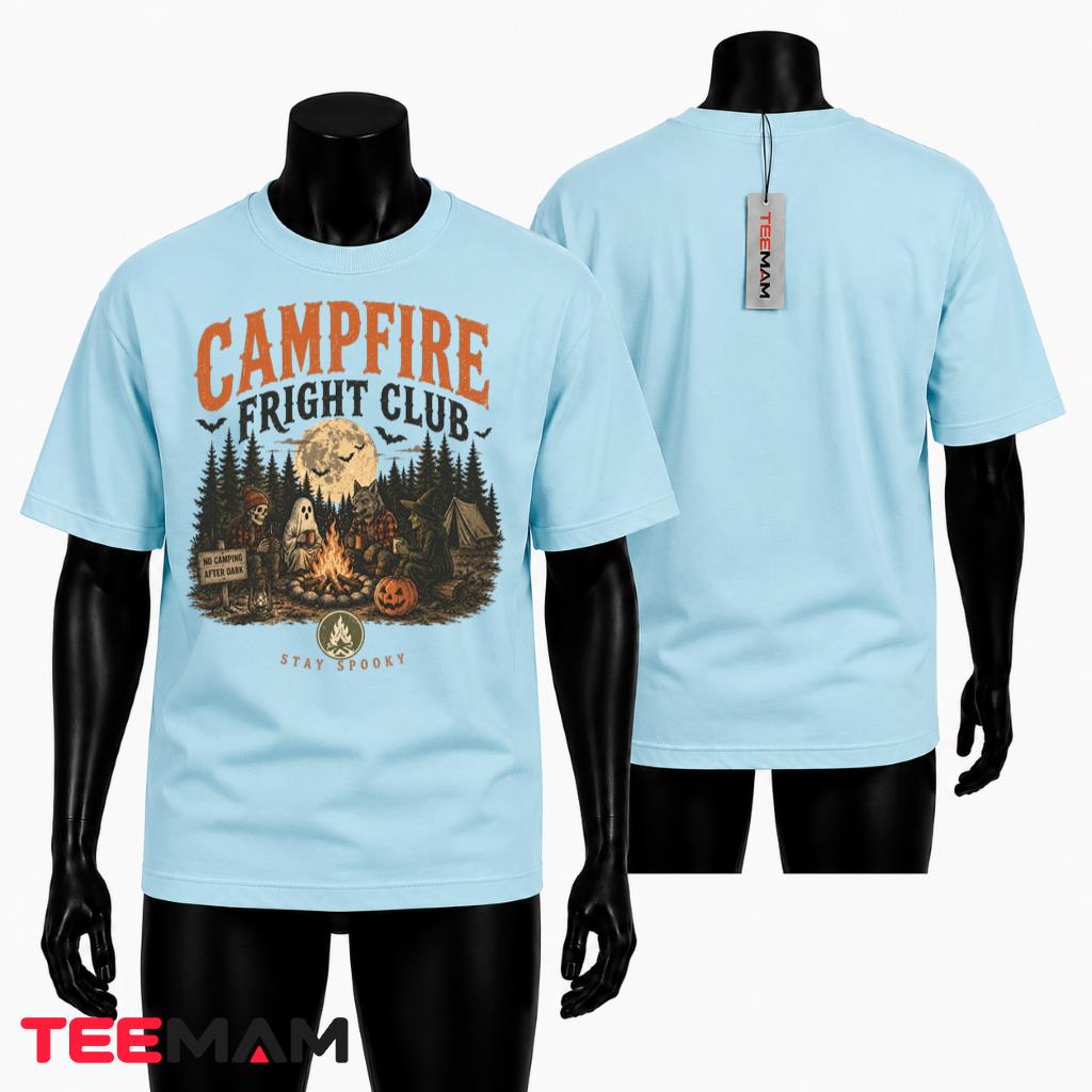 Camping Halloween T-Shirt Spooky Campfire Night Party Gift