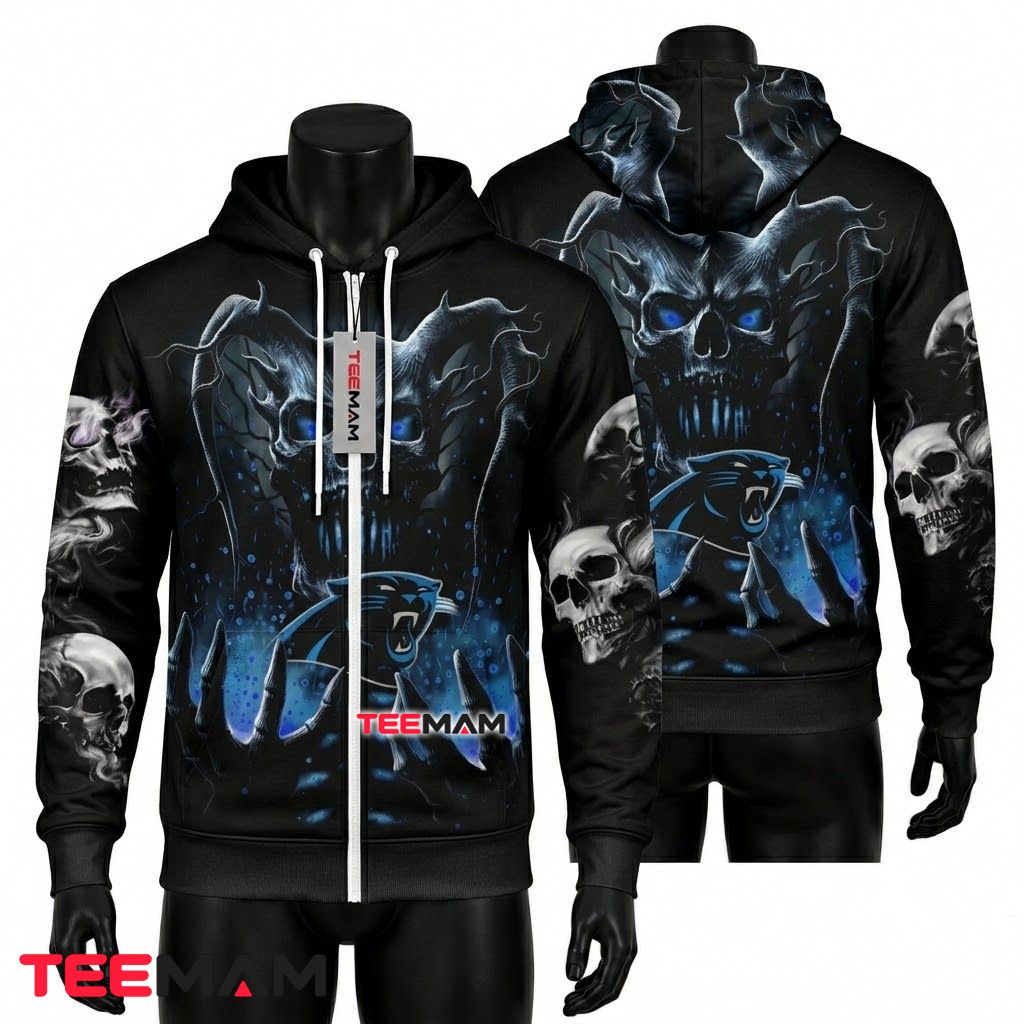 Carolina Panthers 3D Hoodie Demon Skull Claw Front