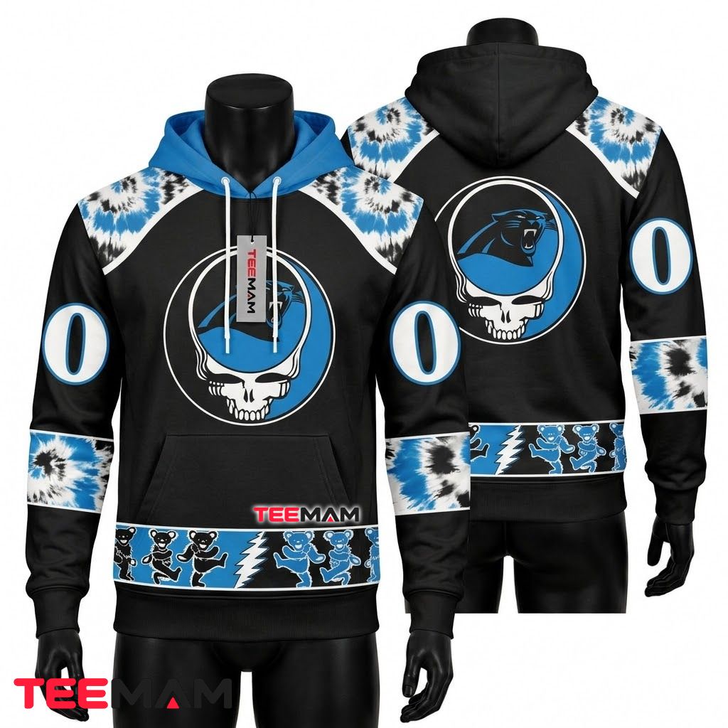 Carolina Panthers 3D Hoodie Grateful Dead Dancing Bears Front