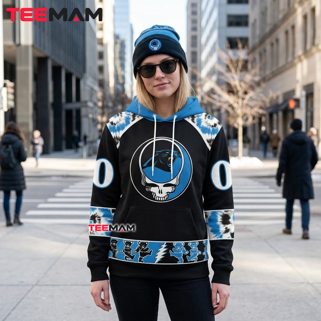 Carolina Panthers 3D Hoodie Grateful Dead Dancing Bears Back Carolina Panthers 3D Hoodie Grateful Dead Dancing Bears Back