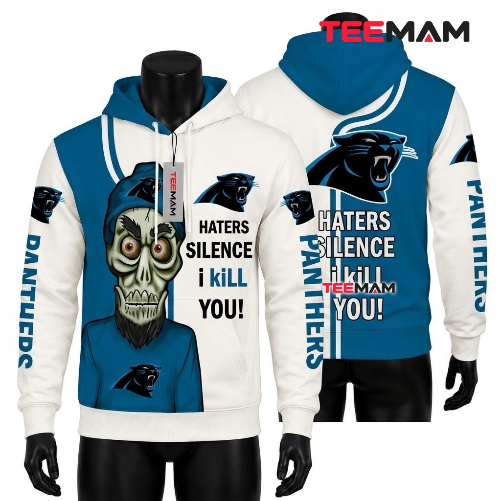Carolina Panthers 3D Hoodie Haters Silence Skull Front