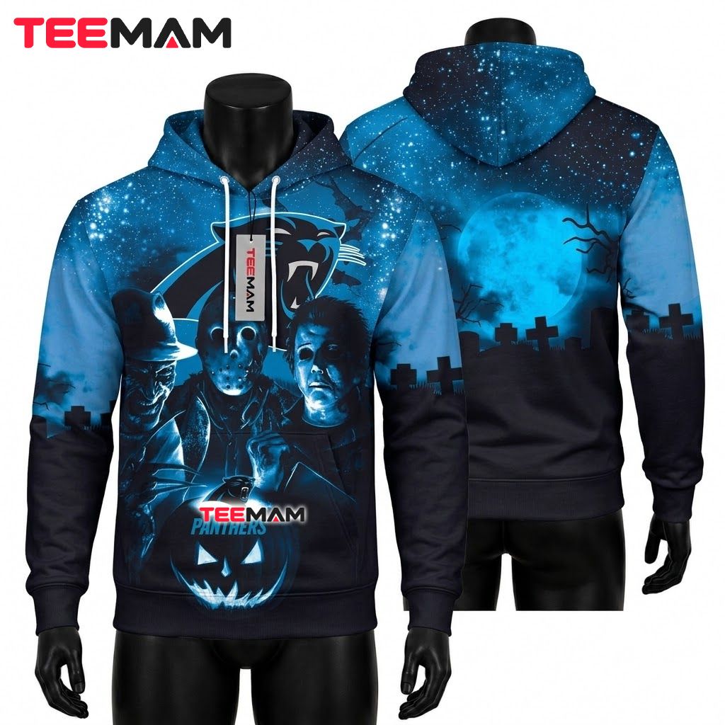Carolina Panthers 3D Hoodie Horror Villains Halloween Front