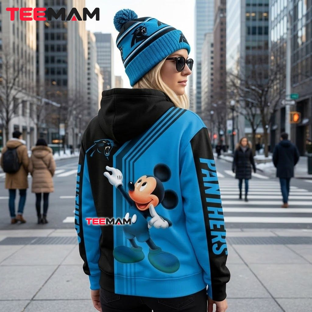 Carolina Panthers 3D Hoodie Mickey Mouse Pointing Version 3 Carolina Panthers 3D Hoodie Mickey Mouse Pointing Version 3