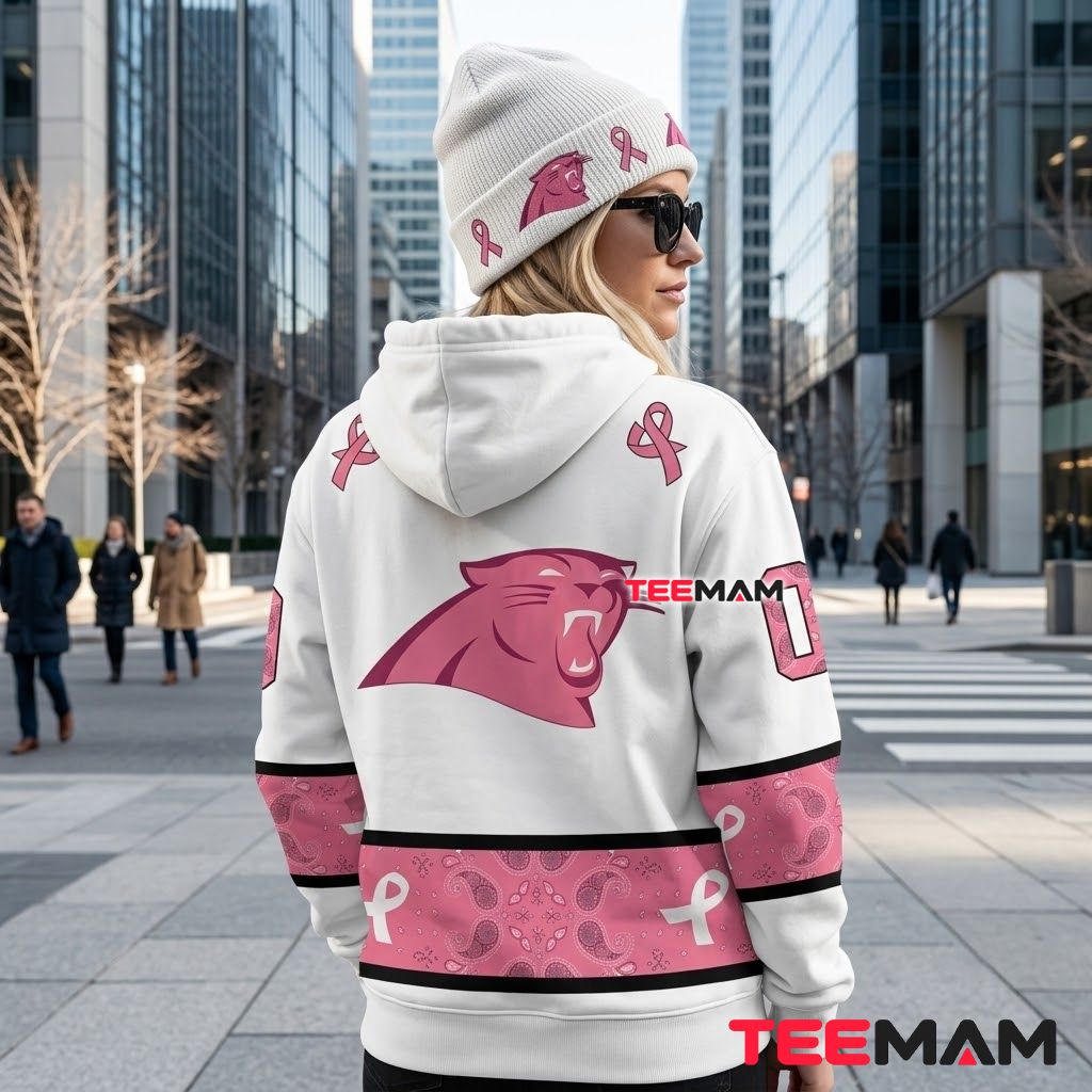 Carolina Panthers 3D Hoodie Paisley Ribbon Cancer Version 3 Carolina Panthers 3D Hoodie Paisley Ribbon Cancer Version 3