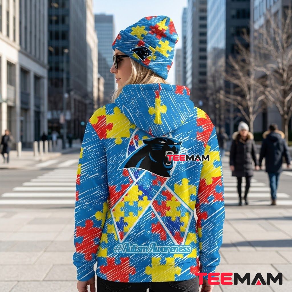 Carolina Panthers 3D Hoodie Puzzle Ribbon Autism Version 3 Carolina Panthers 3D Hoodie Puzzle Ribbon Autism Version 3