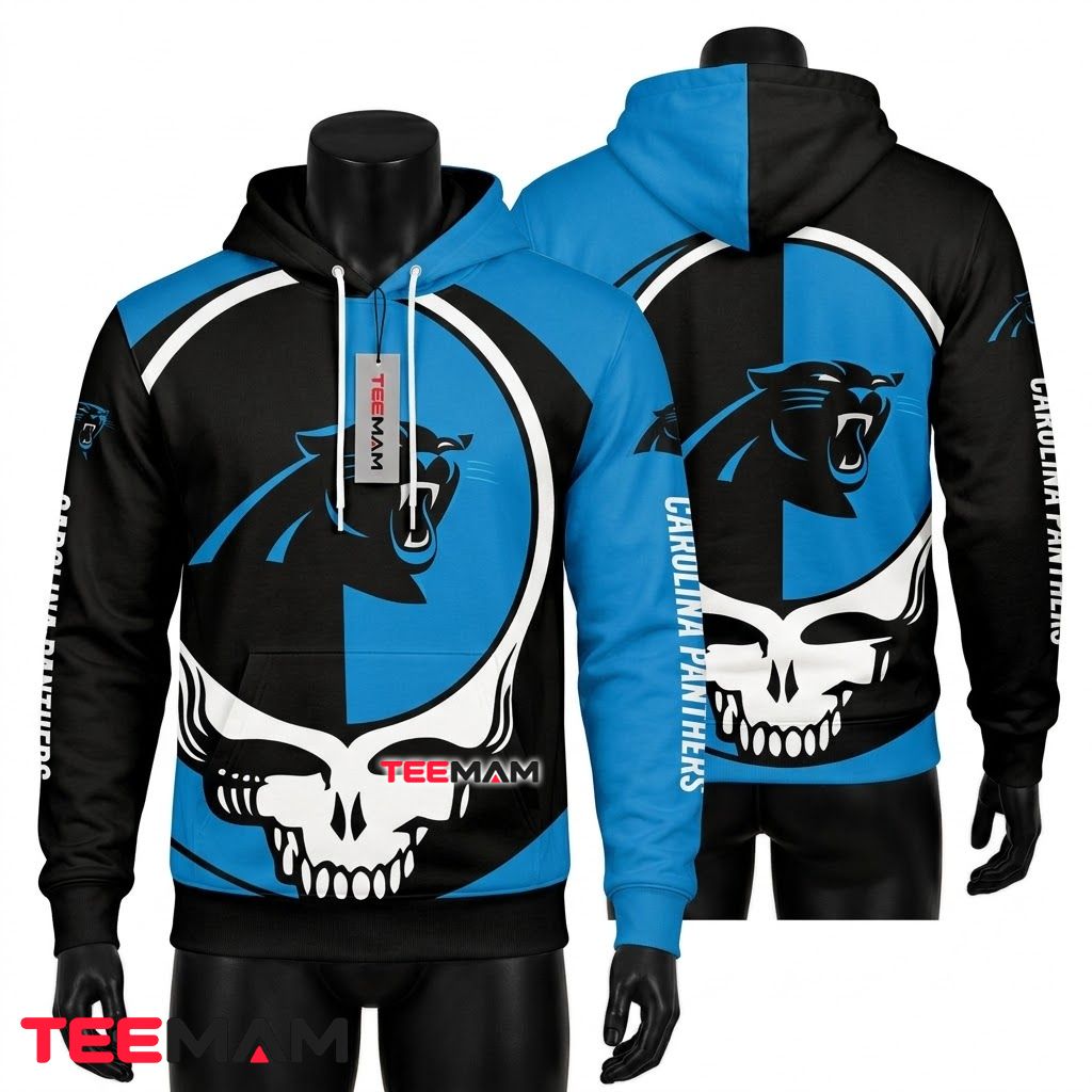 Carolina Panthers 3D Hoodie Skull Split Circle Front