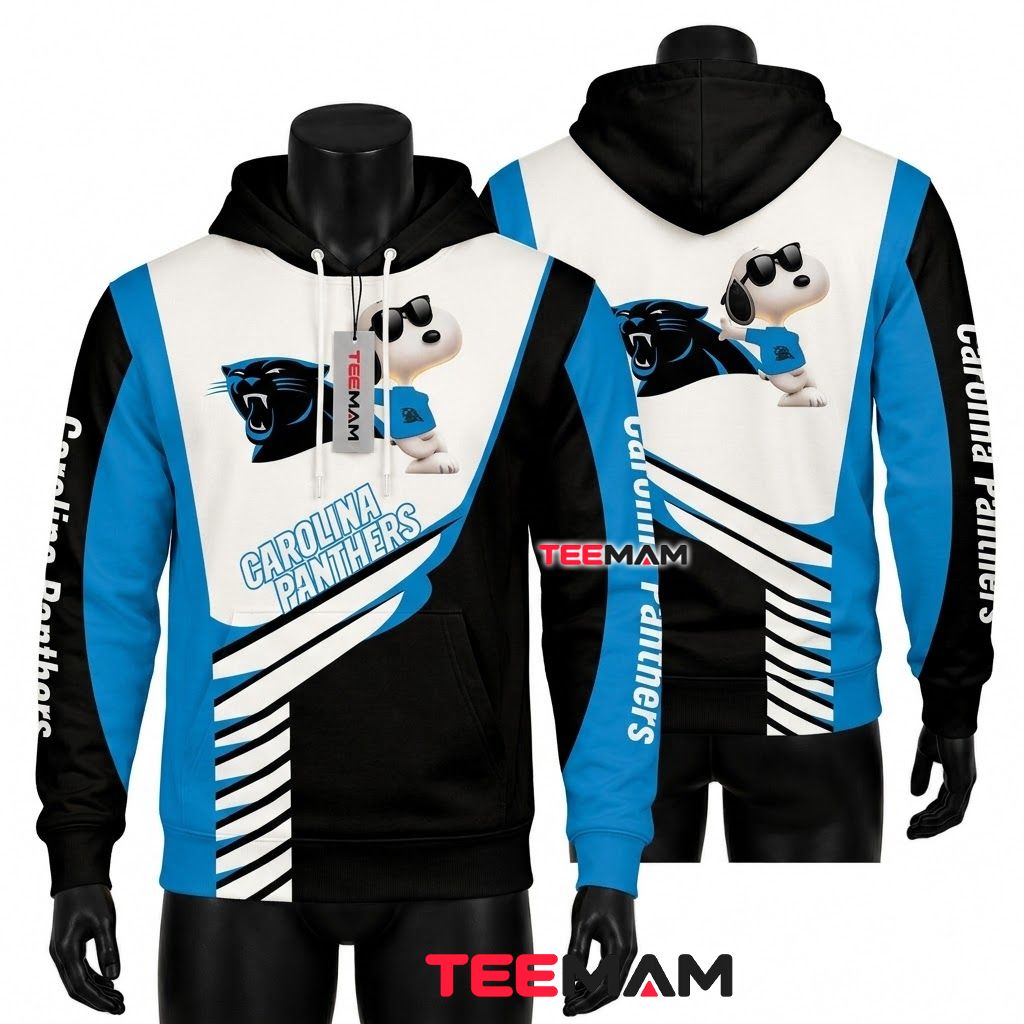 Carolina Panthers 3D Hoodie Snoopy Sunglasses Cool Front