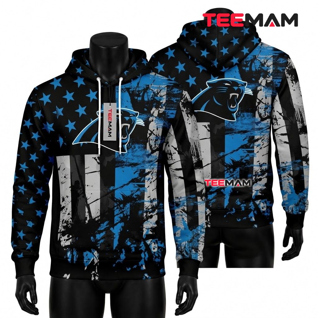 Carolina Panthers 3D Hoodie Star Splatter Camo Front