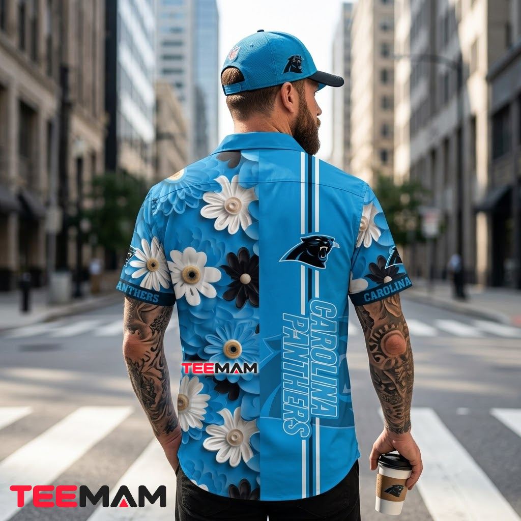 Carolina Panthers Aloha Shirt Daisy Floral Version 3 Carolina Panthers Aloha Shirt Daisy Floral Version 3