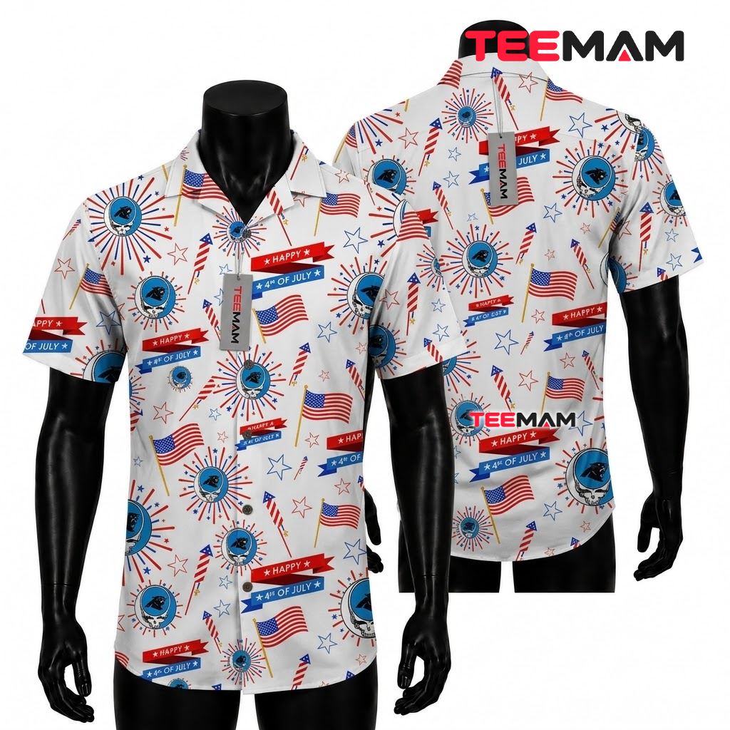 Carolina Panthers Aloha Shirt Happy 4th Of July Front