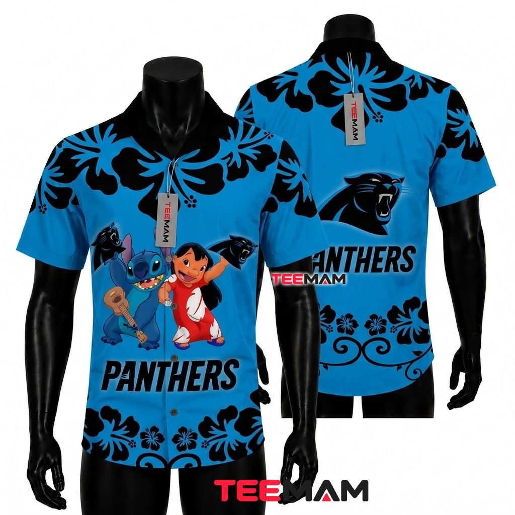 Carolina Panthers Aloha Shirt Daisy Floral Carolina Panthers Aloha Shirt Daisy Floral