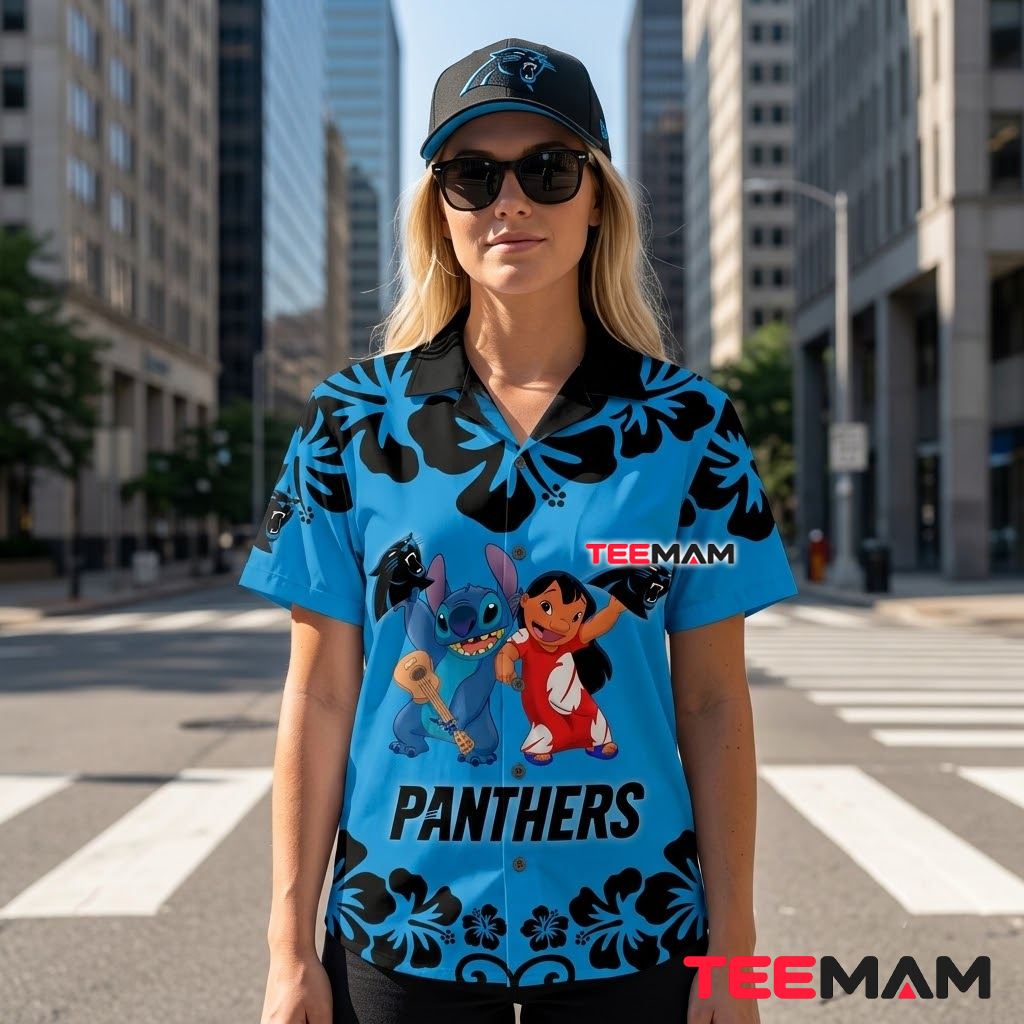 Carolina Panthers Aloha Shirt Lilo Stitch Back Carolina Panthers Aloha Shirt Lilo Stitch Back